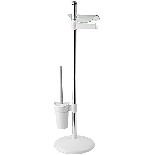 White Toilet Brush And Tissue Paper Stand
