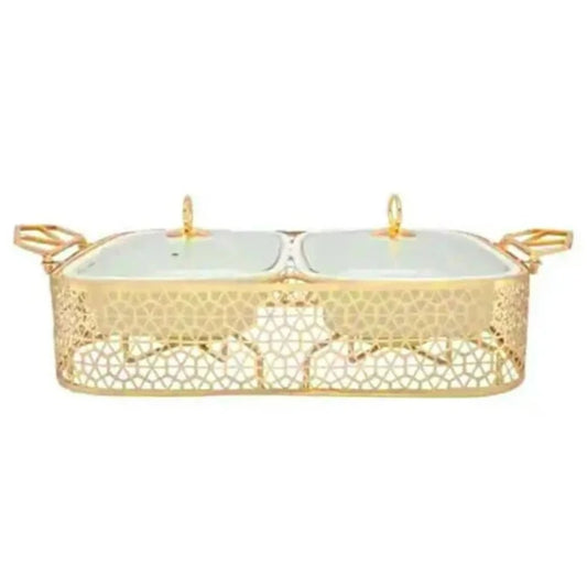 Classic Twin Casserole Burner Dish Rectangle With Lid