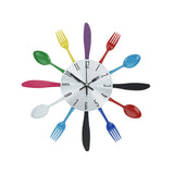 Metal Wall Clock With Cutlery Design