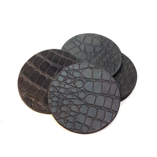 Faux Leather Coaster Mat Set Croc (6 Pieces)