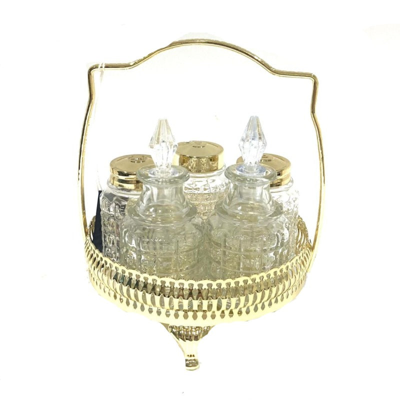 Glass Cruet Set 5pcs Gold Buy Cruets Online in Pakistan JBSaeed Studio