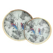 Round Serving Tray Flower Parrot (Set of 2)