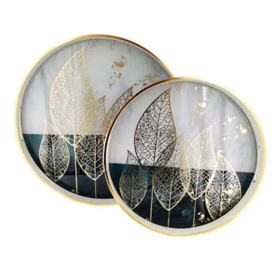Round Serving Tray Leaf (Set of 2)