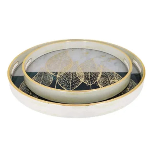 Round Serving Tray Leaf (Set of 2)