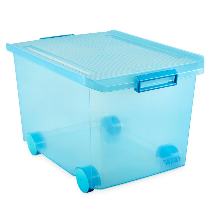 Storage Box with Wheels 60L. Turquoise
