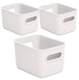 Set 3 Storage Baskets 5L, 2L, 1.5L with Lid Baobab Pergamon White