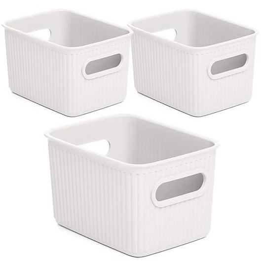 Set 3 Storage Baskets 5L, 2L, 1.5L with Lid Baobab Pergamon White