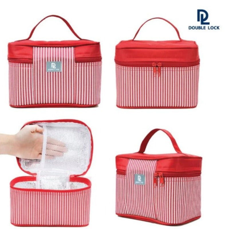 2 Piece Lunch Box Set with Bag Red