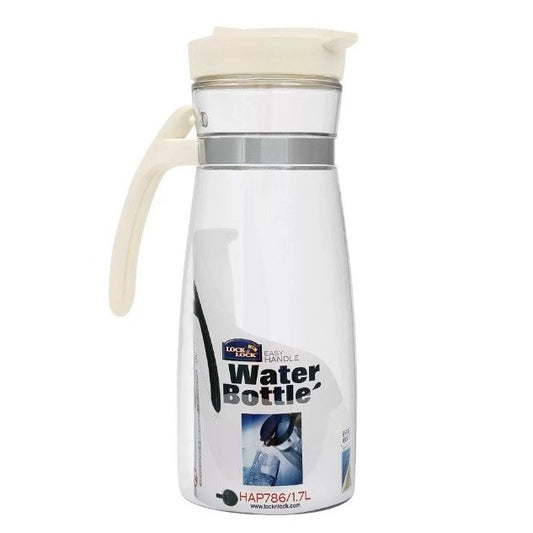 Lock & Lock Water Bottle Jug With Handle, White, 1.7L