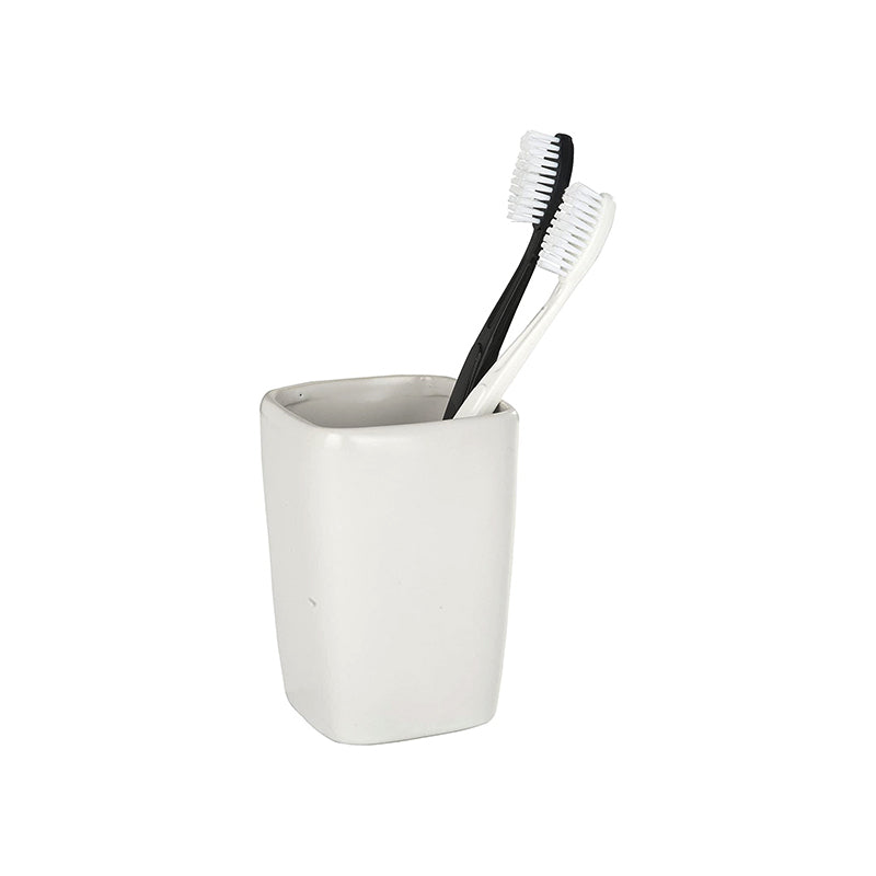 Ceramic Toothbrush Tumbler Faro White