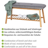Wenko Storage Bench with Padded Seat, Bamboo Rack