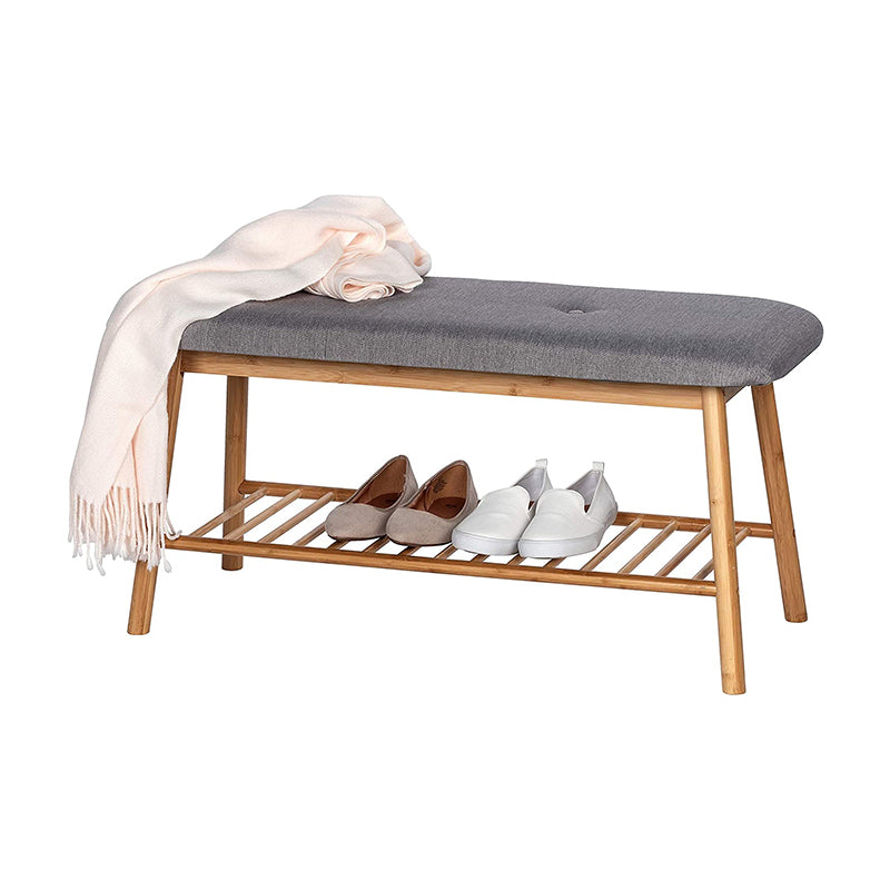 Wenko Storage Bench with Padded Seat, Bamboo Rack
