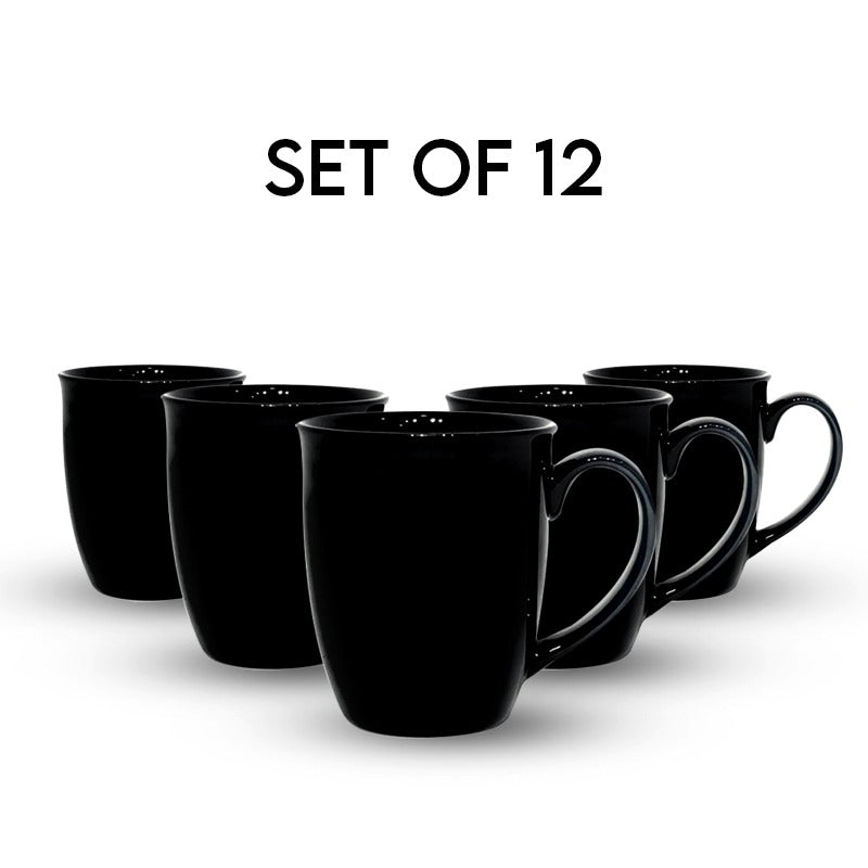 Set of 12 Tea/Coffee Mug Black 36cl