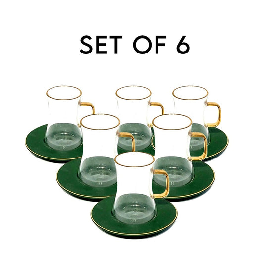 Green Tea Cup & Saucer Set 6Pcs