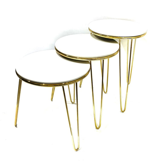 Table Set White & Gold 3Pcs