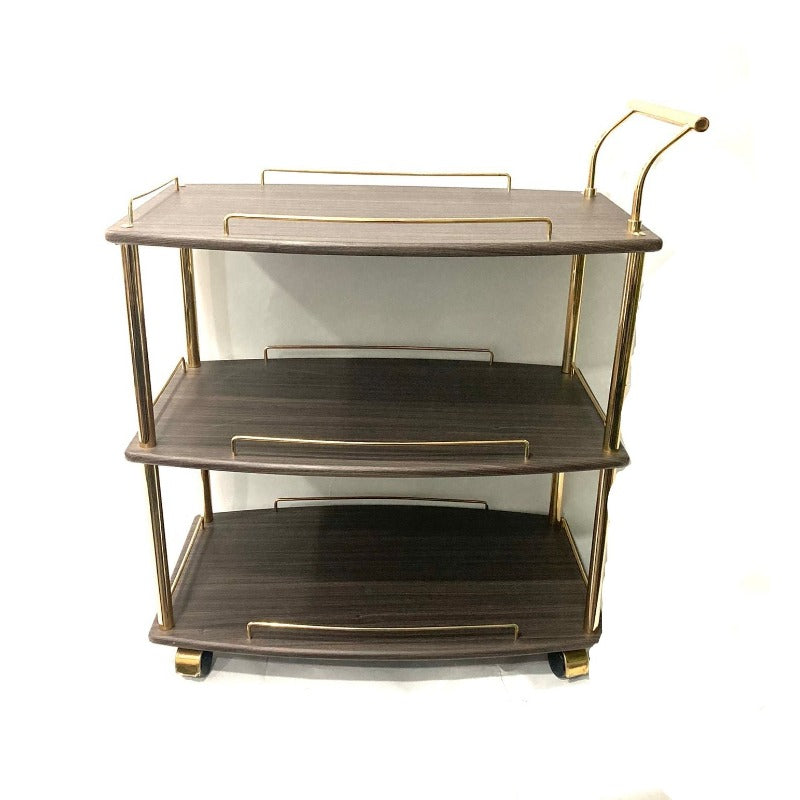 Euro Gold Kitchen Tea Trolley Brown Wood