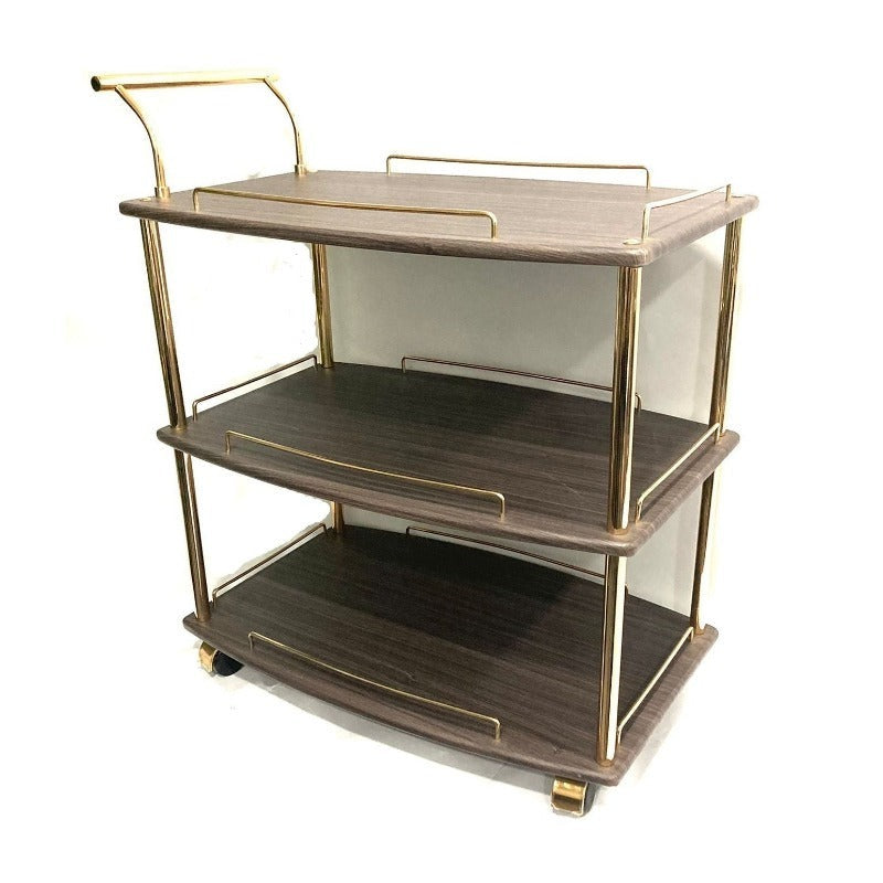 Euro Gold Kitchen Tea Trolley Brown Wood