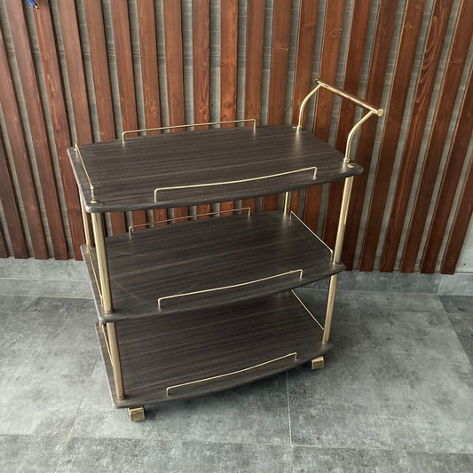 Euro Gold Kitchen Tea Trolley Brown Wood