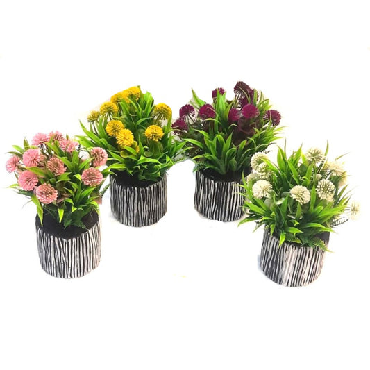 Artificial Artificial Flower Plants in Pot (Set of 4)