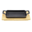 Cast Iron Grilling Pan with wooden base Small