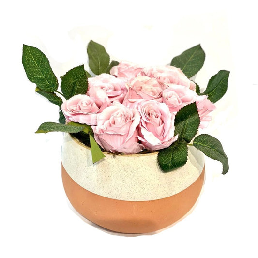 Faux Roses in Peach Vase