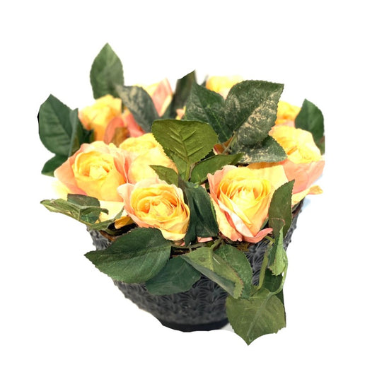 Faux Orange Roses in Charcoal Black Vase