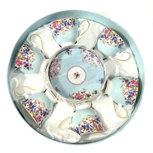Cup & Saucer Set Blue Elegance (6pcs Set)