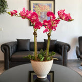 Pink Orchid Arrangement in White Vase