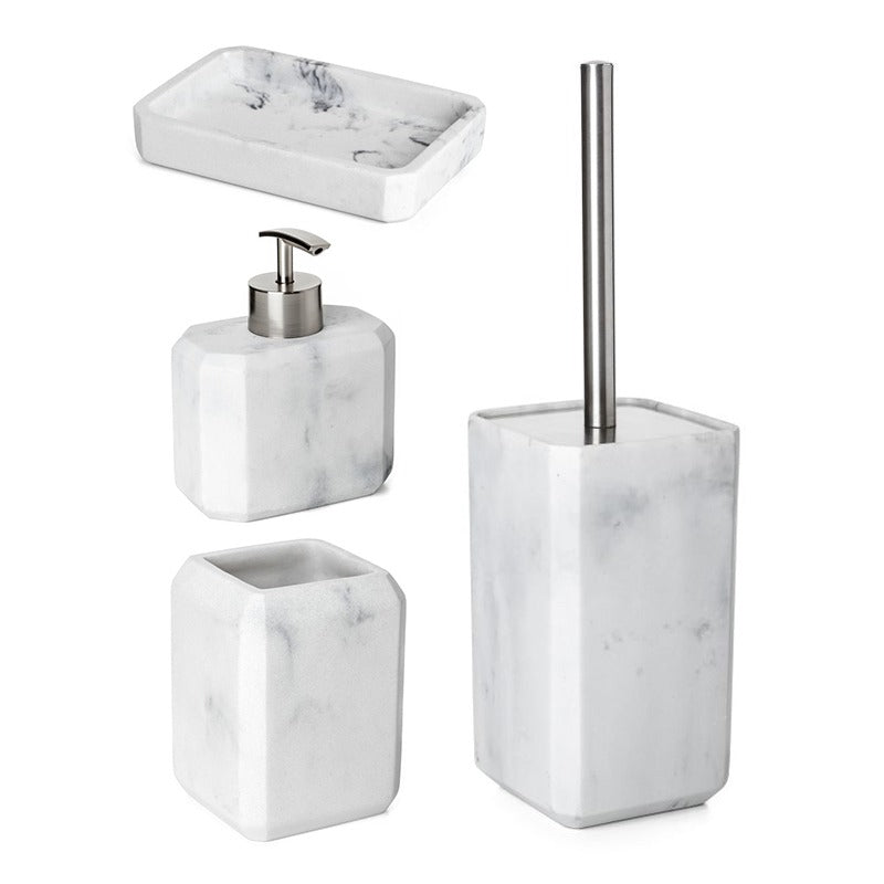 Shop Marble Bathroom Set Including Soap Dish, Toothbrush Holder, Liquid