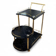 Euro Gold Kitchen Tea Trolley Black Marble Finish