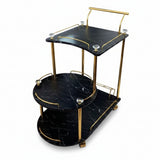 Euro Gold Kitchen Tea Trolley Black Marble Finish