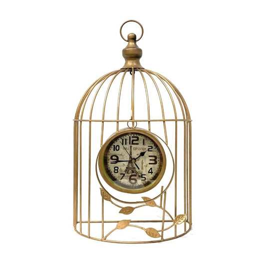 Matt Gold Table Clock Cage
