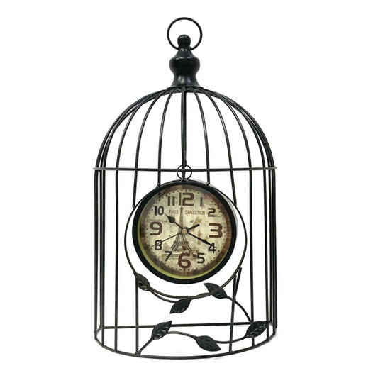 Table Clock Cage Black