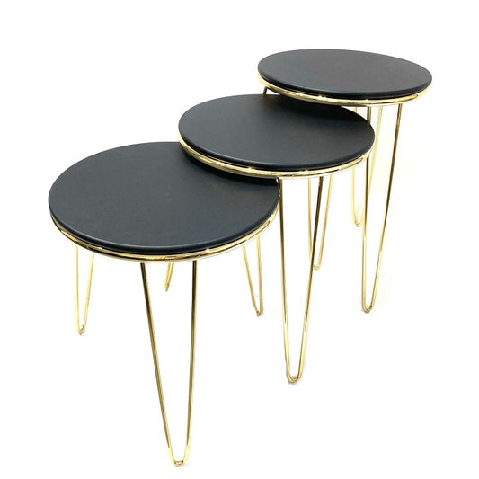 Table Set Black & Gold 3Pcs