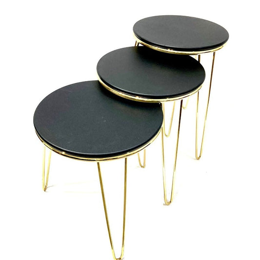 Table Set Black & Gold 3Pcs