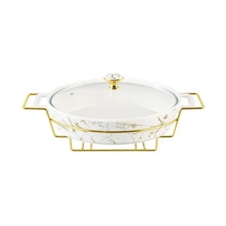 Casserole Burner Dish Oval With Lid 13.5"