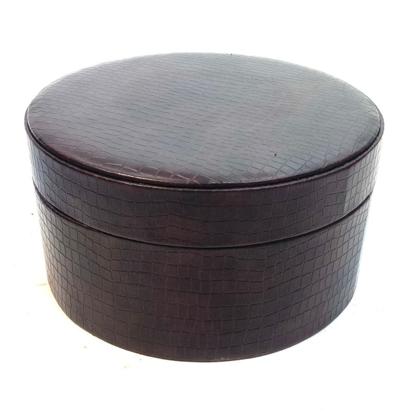 Round Faux Leather Storage Box/Organiser