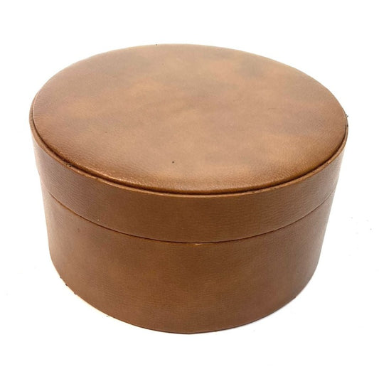 Round Faux Leather Storage Box
