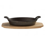 Cast Iron Dish Oval Large with wooden base