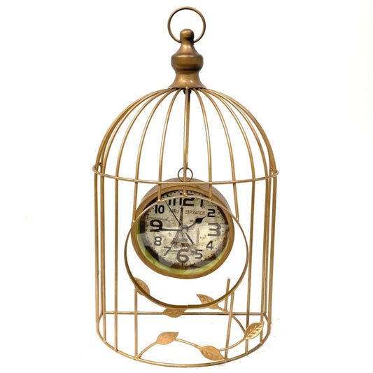Matt Gold Table Clock Cage