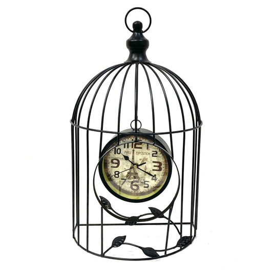 Table Clock Cage Black