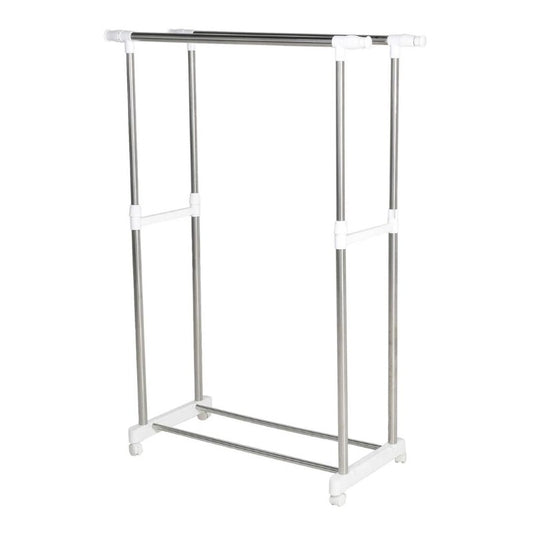 Double Rod Clothes Rack with Wheels