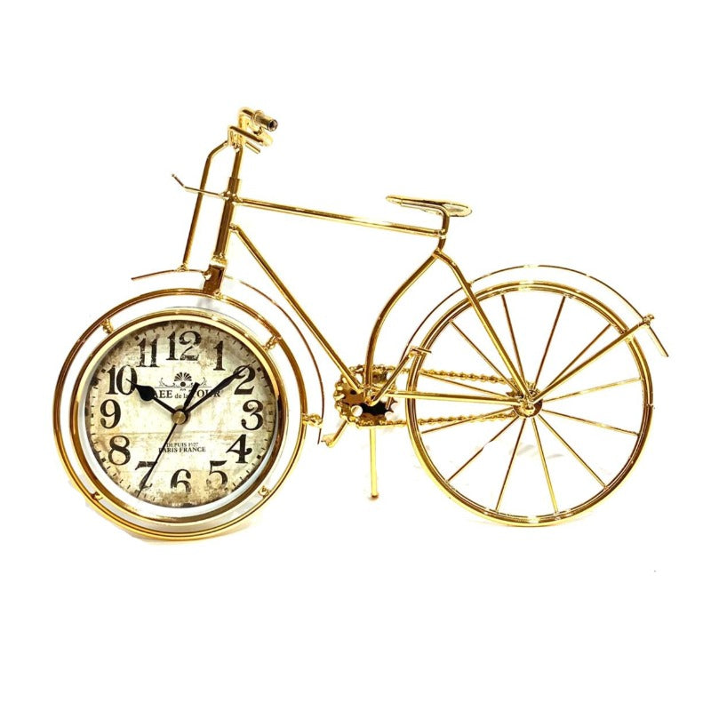 Gold Table Clock Bicycle