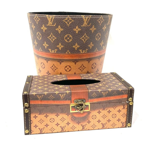 Faux Leather Waste Bin & Tissue Box Set