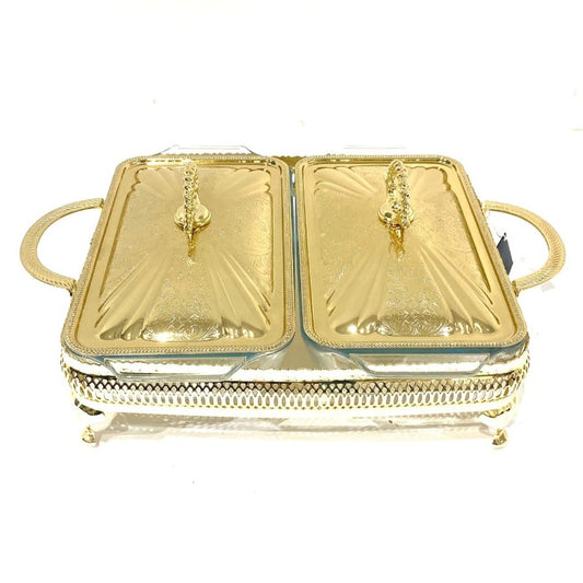 Small Double Casserole With Lid Gold
