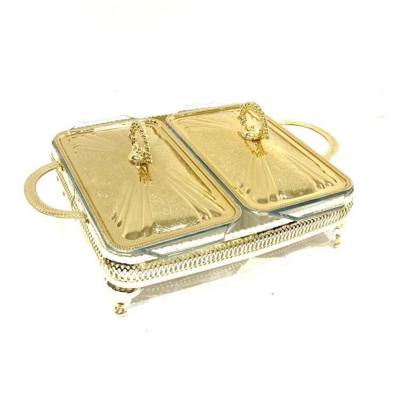 Small Double Casserole With Lid Gold