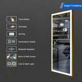 Smart Touch LED Mirror Rectangular 24 x 36 With Bluetooth
