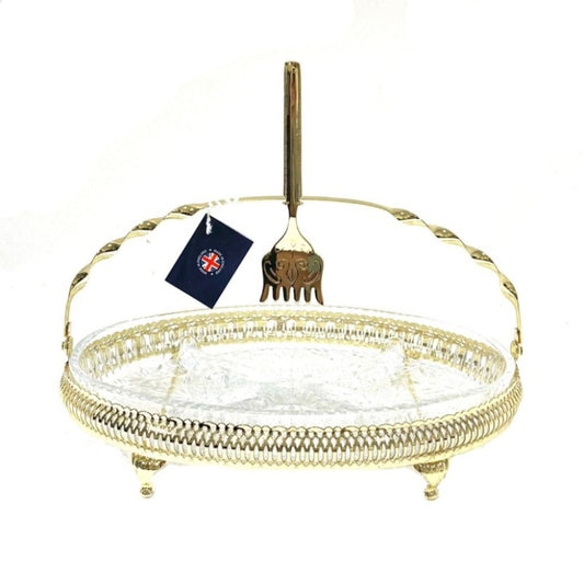 Oval Division Dish on Stand With Fork