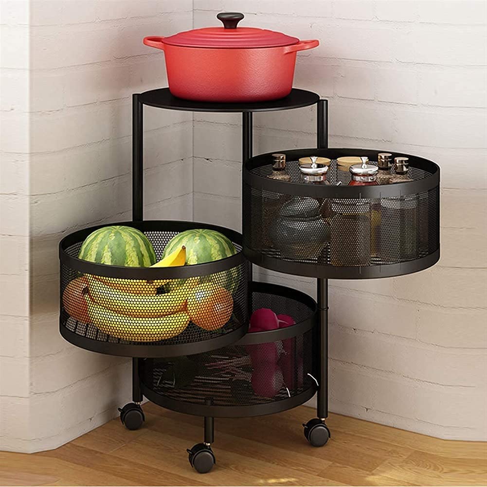 Rotatable Storage 3 Tier Rotating Storage Trolley Black by JB Saeed Studio | Household ...