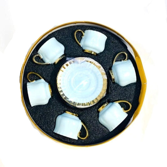 Cup & Saucer Set Blue/Gold (6pcs Set)